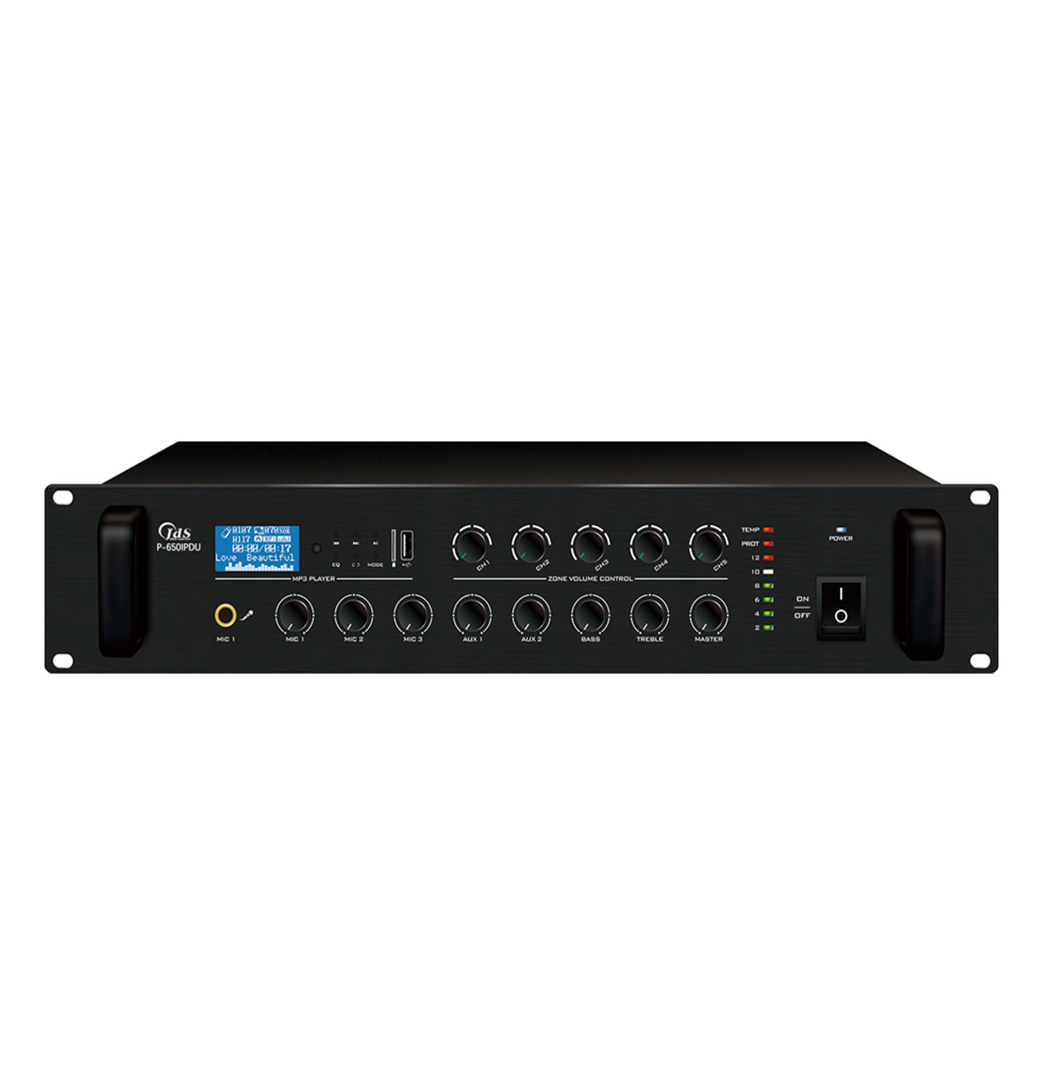 P-650IPDU    IP網絡單向點播多音源五分區廣播功放 650W