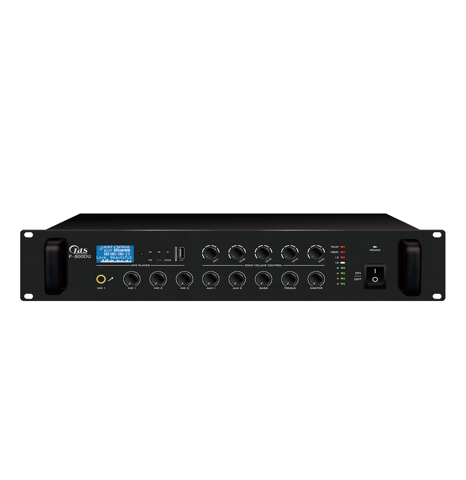 P-800DU    多音源五分區獨立音量控制合并式廣播功放 800W